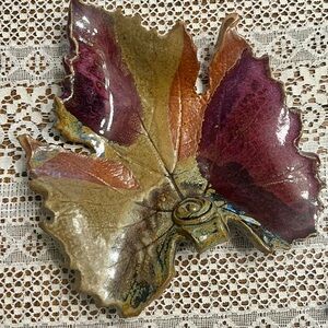 Colorado Artisan Pottery Leaf Dish
